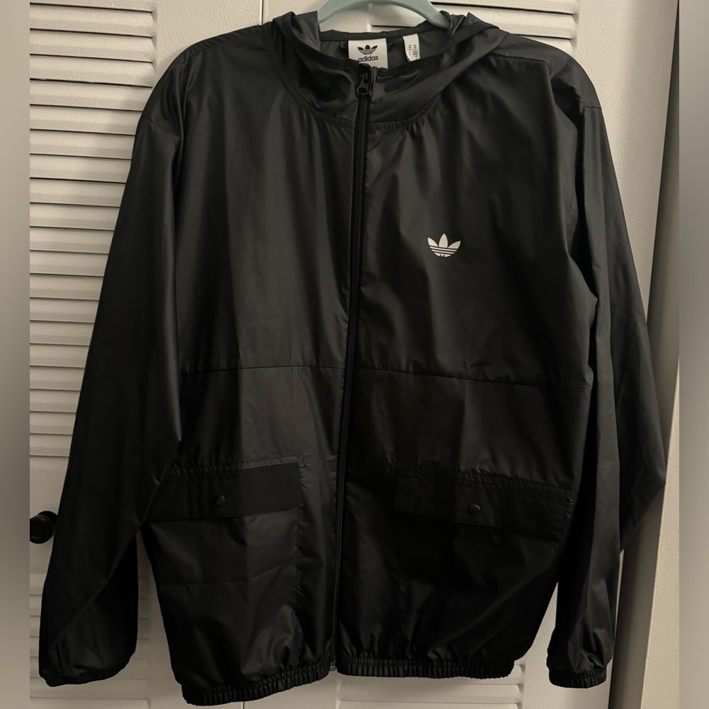 Adidas black windbreaker size M